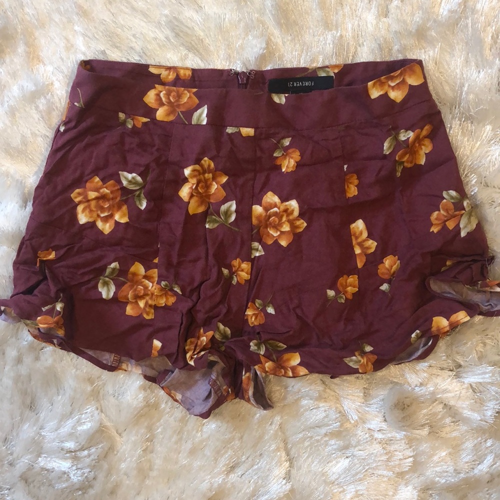 Forever 21 flowered maroon shorts